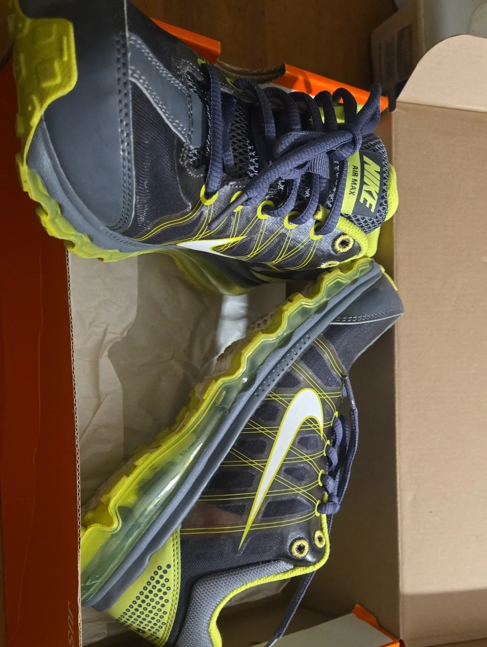 Nike Kids Air Max Sneakers - Gray and Neon Green Accent size 5Y
